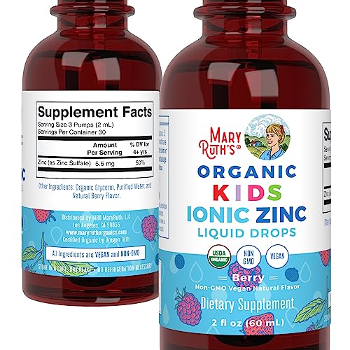 MaryRuth Organics Zinc Supplement for Immune Support, Immune Support Supplement for Kids, Ages 4-13, Zinc Sulfate, Vegan, USDA Organic, Glycerin Based, 2 Fl Oz MARYRUTH'SUS supplements