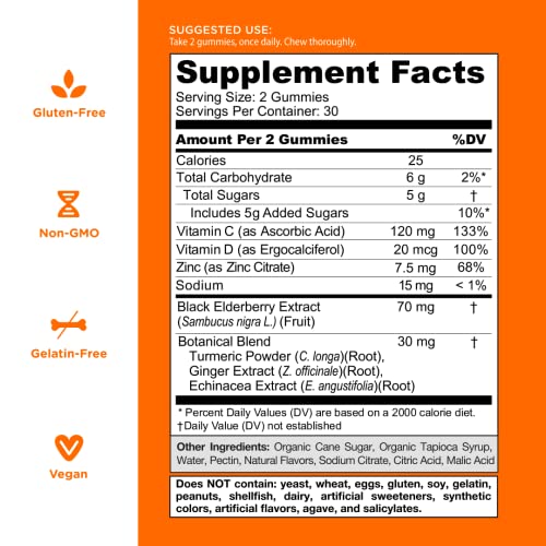 Goli Immune Vitamin Gummy - 60 Count - Elderberry, Vitamin C, D & Zinc, Vegan, Non-GMO GoliUS supplements