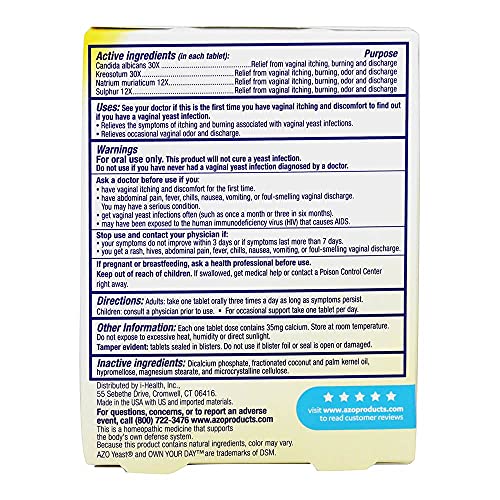 AZO Yeast Plus Tablets 60 ea (Pack of 6) - Packaging May Vary AZOAu supplements