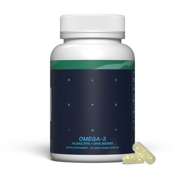 Blueprint Bryan Johnson Omega-3 - Vegan Algae Omega 3 Supplement with EPA/DHA - 800mg Plant-Based for Brain, Heart & Joint Support - High Absorption Triglyceride Form - 1:1 EPA/DHA Blueprint Bryan JohnsonAu supplements