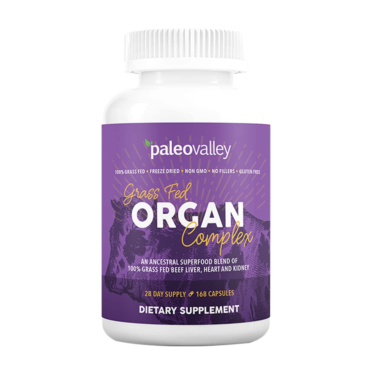 Paleovalley Grass Fed Beef Organ Complex - Freeze-Dried Beef Liver, Heart, and Kidney Blend, 1 Bottle PaleovalleyUS supplements