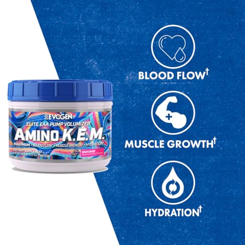 Evogen AminoKEM Sour Candy, Essential Amino Acid, BCAA, Nitric Oxide, Betaine, S7 EvogenAu supplements