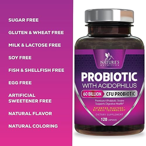Probiotics, 60 Billion CFU per Serving, Probiotic with Prebiotics for Digestive & Immune Health Nature's NutritionAu supplements