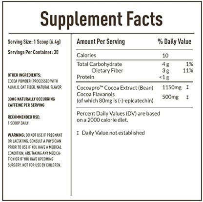 CocoaVia Cardio Health Cocoa Powder, 60 Servings, 500mg Cocoa Flavanols CocoaViaUS supplements