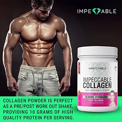 IMPECCABLE Collagen Premium 10.000 mg Pure peptide hydrolyzed Marine Collagen Powder ImpeccableUS supplements