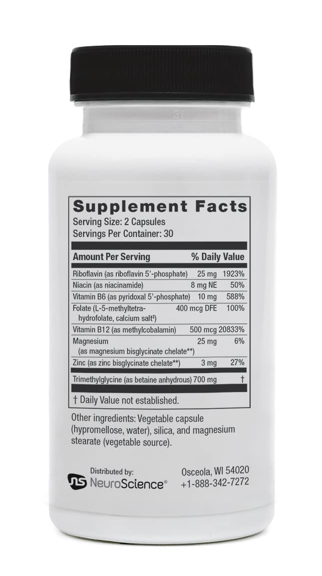 Neuroscience Methyl FMT - l Methylfolate Health Supplements with Folate, B-Vitamins, Magnesium and Zinc - Balances Mood, Energy, Stress Relief, and Adrenal Support (60 ct) NeuroScienceAu supplements