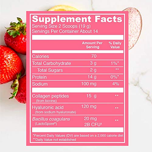 Vital Proteins Beauty Collagen (Strawberry Lemon, Canister) - 120mg of Hyaluronic Acid Vital ProteinsUS supplements