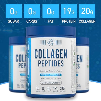 Applied Nutrition Collagen Peptides Powder - Hydrolysed Bovine Collagen Protein, Halal, Healthy Skin, Hair, Nails (Unflavoured) (300g - 15 Servings) Applied NutritionUS supplements