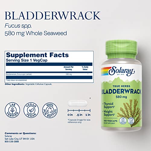 SOLARAY Bladderwrack Seaweed 580 mg Healthy Thyroid Balance and Weight Management SOLARAYAu supplements