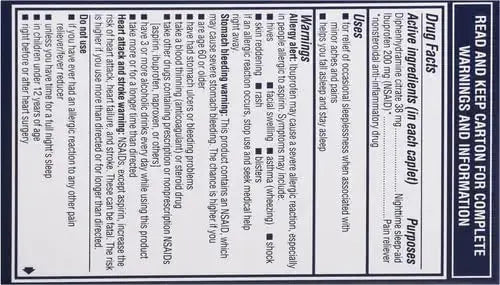 Advil PM Pain Reliever and Nighttime Sleep Aid, Pain Medicine with Ibuprofen for Pain Relief and Diphenhydramine Citrate for A Sleep Aid - 120 Coated Caplets (Pack of 2) AdvilAu supplements
