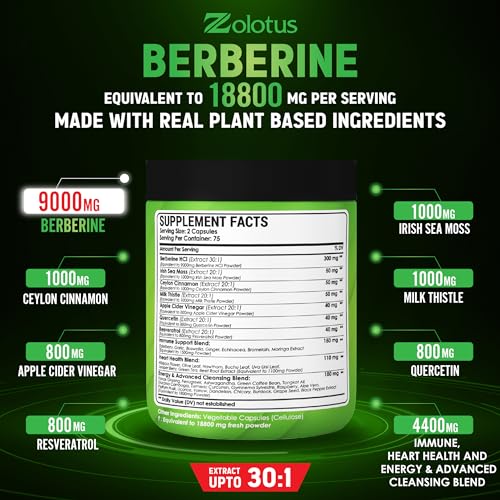 Zolotus 18800mg Berberine Supplement 40 in 1, with Sea Moss, Cinnamon, Milk Thistle ZolotusAu supplements