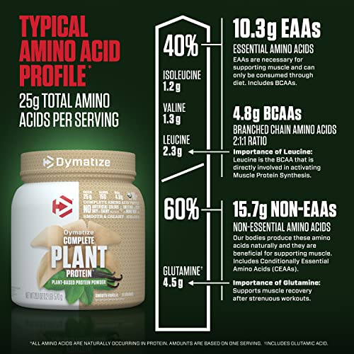 Dymatize Vegan Plant Protein, Smooth Vanilla, 25g Protein, 4.8g BCAAs, Complete DymatizeUS supplements
