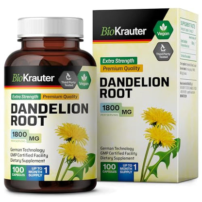 BIO KRAUTER Dandelion Root Capsules - Organic Dandelion Root Supplement - Vegan BIO KRAUTERUS supplements