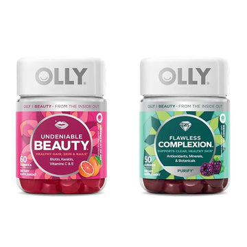 OLLY Undeniable Beauty Gummy & Flawless Complexion Gummy, Clear and Healthy Skin Support, Vitamins E, A, Zinc, Chewable Supplement, Berry - 50 Count (Pack of 1) OLLYAu supplements