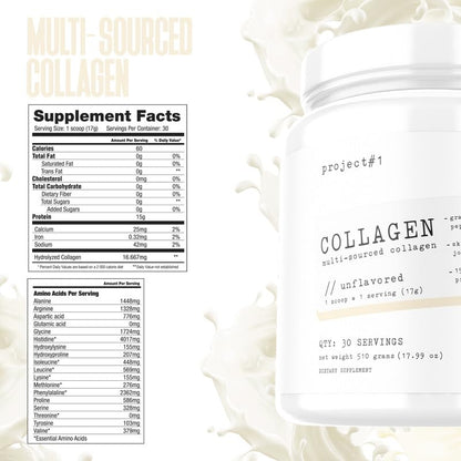 Project #1 Nutrition Multi-Sourced Collagen Powder | Grass-Fed Peptides for Skin, Hair Project #1US supplements