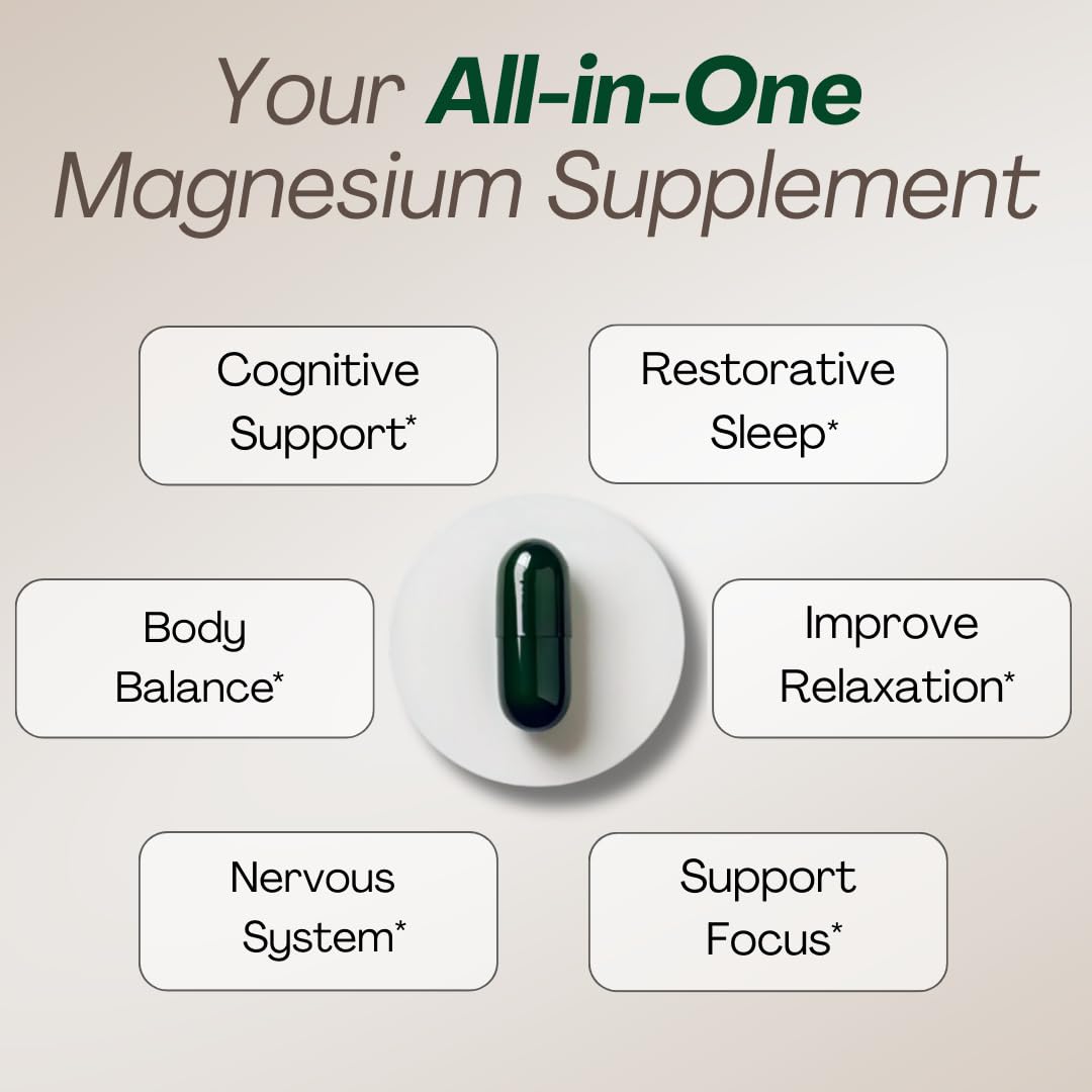 MAGPLUS+ Magnesium L-Threonate w Apigenin & L Theanine | 7-Ingredient Sleep Blend | Brain, Memory, & Sleep Support | Liposomal Magnesium Threonate Supplement (60 Capsules) Plus+UltraAu supplements