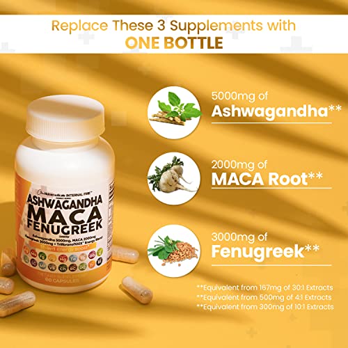 Ashwagandha 5000mg Maca Root 2000mg Fenugreek 3000mg Suppleme Clean NutraceuticalsUS supplements