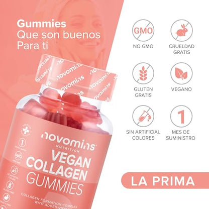 Vegan Collagen Gummies – Advanced Superfood Blend – Vegan Collagen Alternative for Women and Men – Infused with Vitamin C novominsUS supplements
