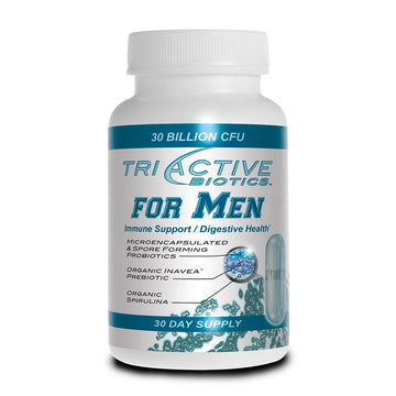 Essential Source TriActive Biotics for Men - Probiotic Capsules, 30 Billion CFU with Prebiotics & Blue Spirulina, Shelf Stable, Allergen Free, Digestive & Immune Support, 30 Count Essential SourceAu supplements