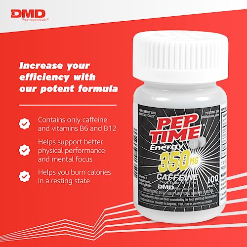 PEPTIME Energy Tablets, Vitamin B6 and B12 Caffeine Pills, 350 mg Caffeine PEPTIME EnergyUS supplements