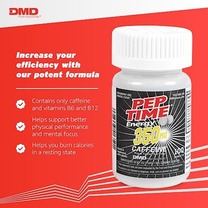 PEPTIME Energy Tablets, Vitamin B6 and B12 Caffeine Pills, 350 mg Caffeine PEPTIME EnergyUS supplements