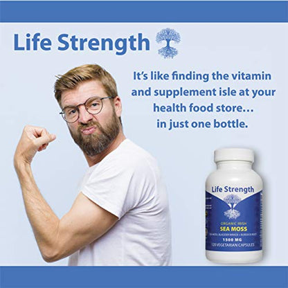 Life Strength Organic Sea Moss 120 CT Wildcrafted Irish Sea Moss and Bladderwrack Burdock Life StrengthUS supplements