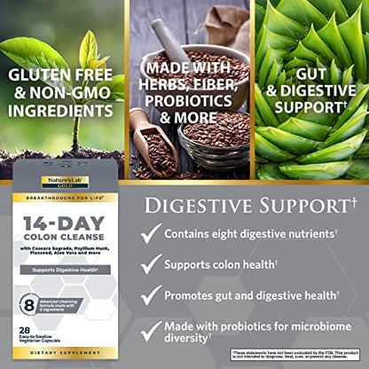 Nature's Lab Gold 14 Day Colon Cleanse* - Blend of Probiotics, Fiber, Flavonoids Nature's LabUS supplements