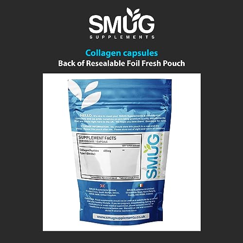 SMUG Supplements Collagen Capsules - 60 High Strength 400mg Pills - Promotes Healthy Skin SMUG SupplementsUS supplements