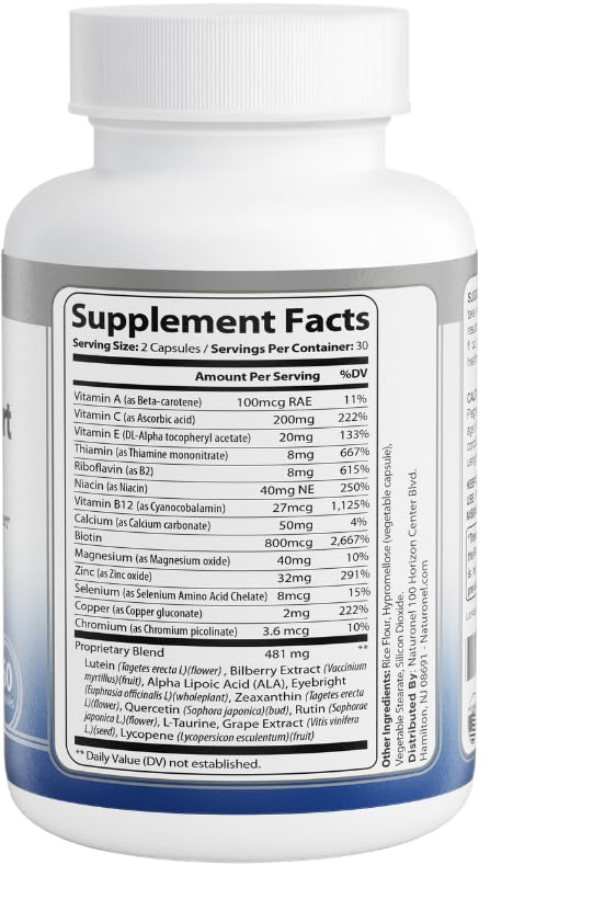 Naturonel Macular Support Formula – Vision & Eye Health with Lutein, Zeaxanthin, Bilberry, Eyebright & Antioxidants | Non-GMO, Made in USA, GMP Certified – 60 Capsules, 30 Day Supply (1) NaturonelAu supplements