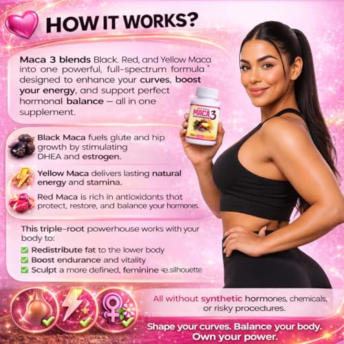Maca 3 Capsules – Black, Red & Yellow Maca Root Blend – Feminine Balance & Natural Body Support – Herbal Formula Curvy FruitAu supplements