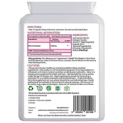 Marine Collagen Type 1 and Type 2 1200mg - 60 Capsules | UK Manufactured PH PROWISE HealthcareUS supplements