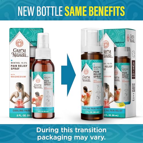 GuruNanda Menthol with Magnesium Spray for Pain Relief – 10.5% Menthol Cooling Spray for Muscle, Joint & Back Discomfort – No-Mess, Fast-Acting Relief, Pack of 3 GuruNandaAu supplements