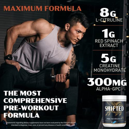 SHIFTED Maximum Pre Workout Powder, Energy & Focus Supplement with Creatine Monohydrate SHIFTEDUS supplements
