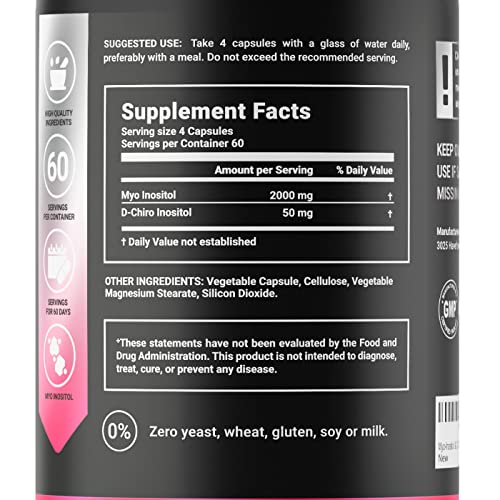 Myo-Inositol & D-Chiro Inositol by B Life - 240 Capsules | Made in USA | 40:1 Ratio B Life CompanyUS supplements