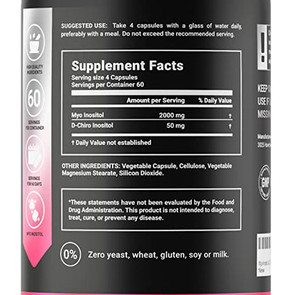 Myo-Inositol & D-Chiro Inositol by B Life - 240 Capsules | Made in USA | 40:1 Ratio B Life CompanyUS supplements
