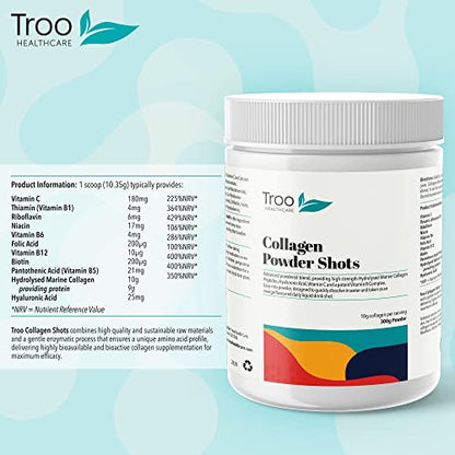 Hydrolysed Marine Collagen Peptides Powder Enhanced with Essential Vitamins 300g Troo Health CareUS supplements