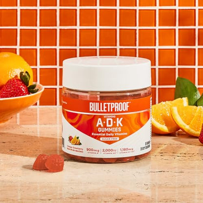 Bulletproof Sugar-Free Orange Strawberry Vitamins A+D+K Gummies, 60 Count, Keto BulletproofUS supplements