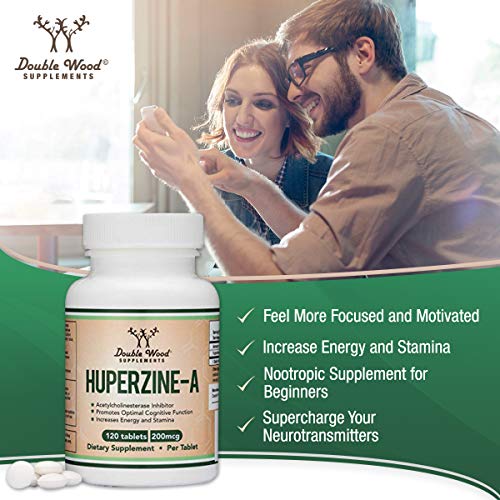 Huperzine A 200mcg (Third Party Tested) Manufactured in The USA, 120 Tablets, Brain Double Wood SupplementsUS supplements
