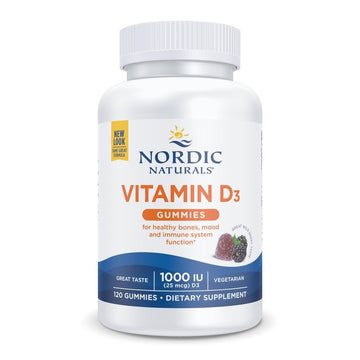 Nordic Naturals Vitamin D3 Gummies, Wild Berry - 120 Gummies - 1000 IU Vitamin D3, 1.4 mg Iron - Great Taste - Healthy Bones, Mood & Immune System Function - Non-GMO - 120 Servings Nordic NaturalsAu supplements