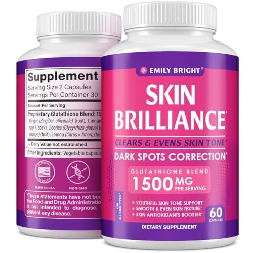 Glutathione Capsules - 1,500mcg Glutathione Supplement - Skin Tone Enhancer - Targets Emily Bright INCUS supplements