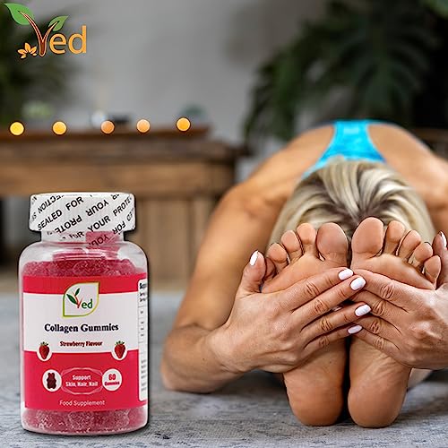 Ved Collagen Gummies; Chew Gummies Strawberry Flavour, Raw Unfiltered Collagen Gummies VedAu supplements