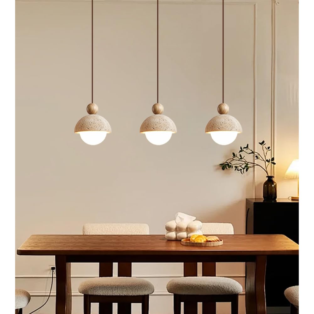 Spherical Wabi Sabi Pendant Light Natural Stone Retro Japanese Style Yellow Travertine Pendant Lighting Vintage Mini Wood Nordic Hanging Light for Kitchen Island Dining Room Bedroom Hallway Bedside OROILUPUAu supplements