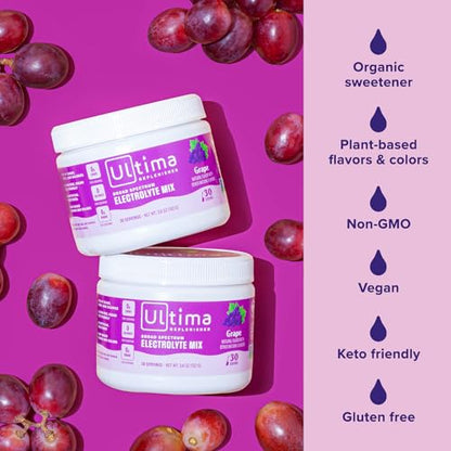 Ultima Replenisher Daily Electrolyte Drink Mix – Grape, 30 Servings – Hydration Powder Ultima ReplenisherUS supplements