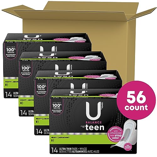 U by Kotex Balance Sized for Teens Ultra Thin Pads with Wings, Heavy Absorbency, 56 Count U by KotexAu supplements