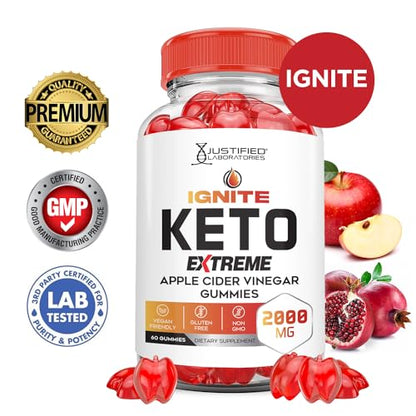 (3 Pack) Ignite Keto ACV Gummies Extreme 2000MG Advanced Ignite Keto Gummies Apple Justified LaboratoriesUS supplements