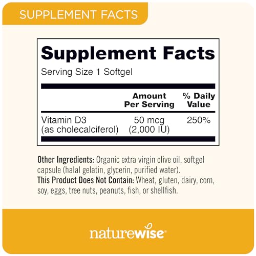 NatureWise Vitamin D3 2000iu (50 mcg) Healthy Muscle Function, and Immune Support NatureWiseUS supplements