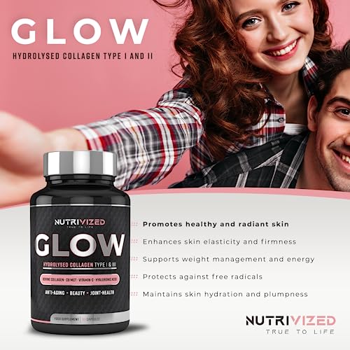 Nutrivized Glow Hydrolysed Type 1&3 Collagen with Premium Pure C8 MCT Oil - Vitamin C & Hyaluronic Acid NutrivizedAu supplements
