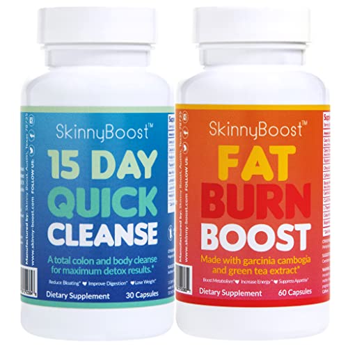 SkinnyBoost Fat Burn & 15 Day Quick Cleanse KIT-Vegan Capsules, Easy to Use: Detox SkinnyBoostUS supplements