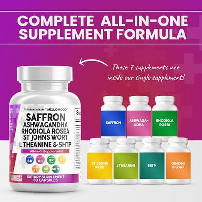Clean Saffron Supplements with Ashwagandha 8000mg - Mood Support with L-Theanine Clean NutraceuticalsUS supplements