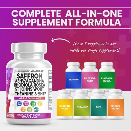 Clean Saffron Supplements with Ashwagandha 8000mg - Mood Support with L-Theanine Clean NutraceuticalsUS supplements